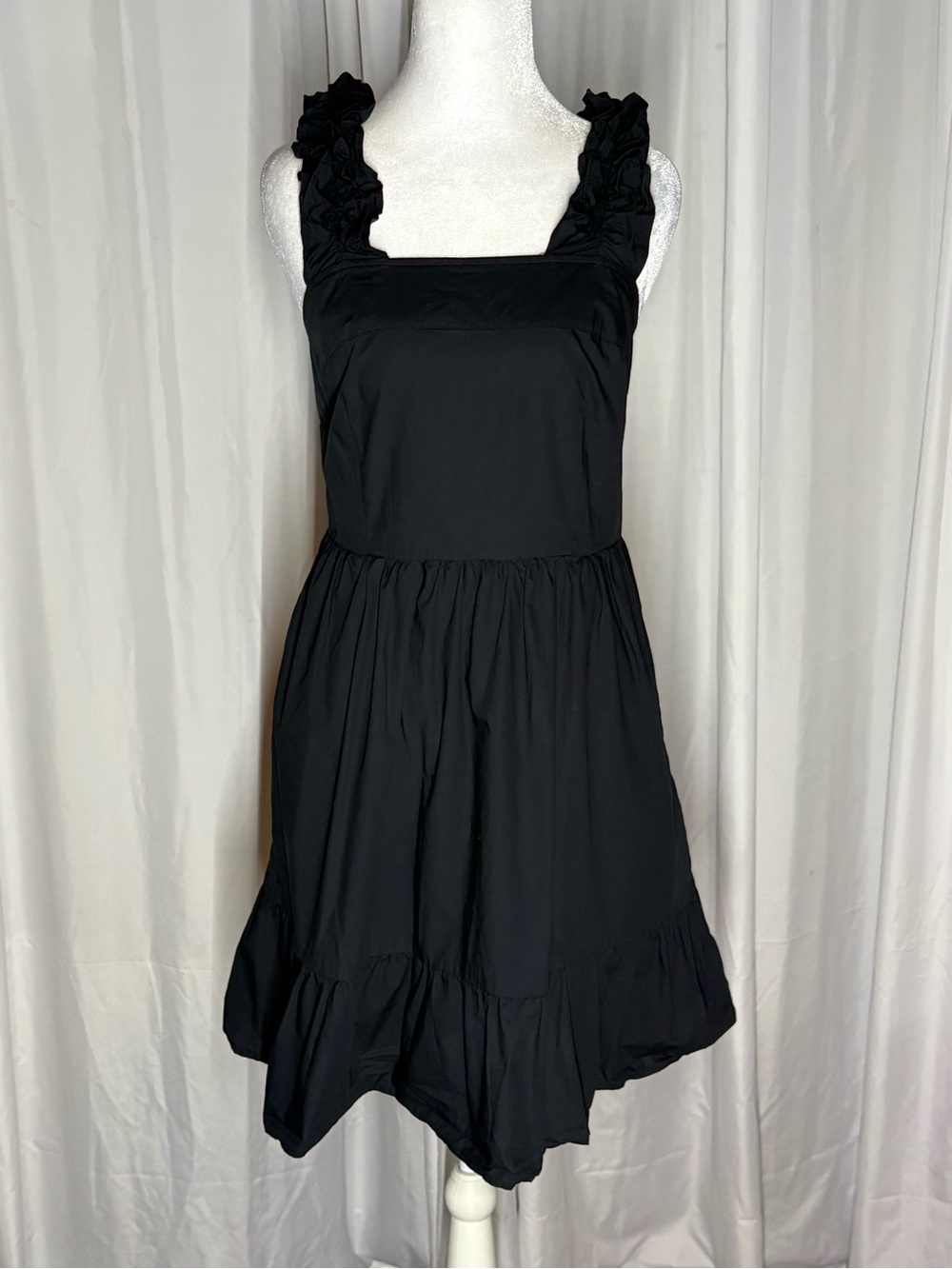 Who What Wear Black Ruffle Strap Midi Dress Size M 100% Cotton